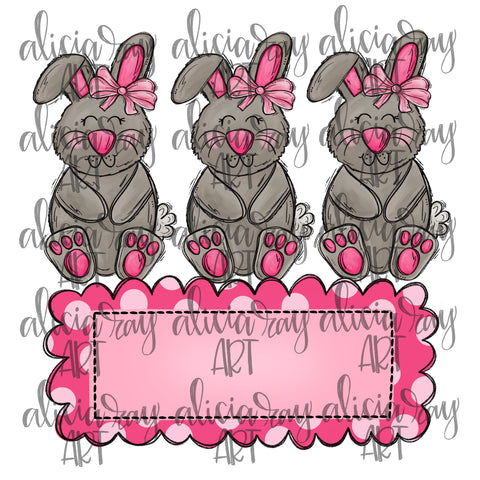 Girl Bunny Trio Name Plate