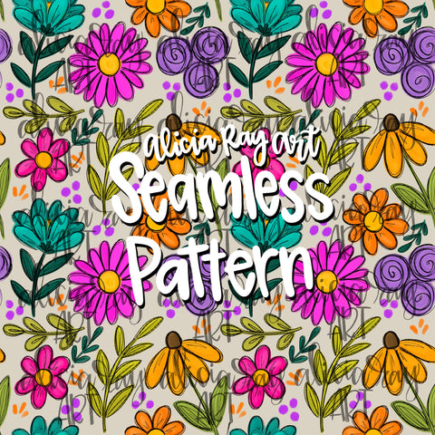 Colorful Wildflower Seamless Pattern
