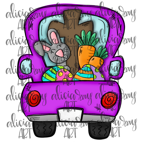 Purple Easter Bunny Cross Truck