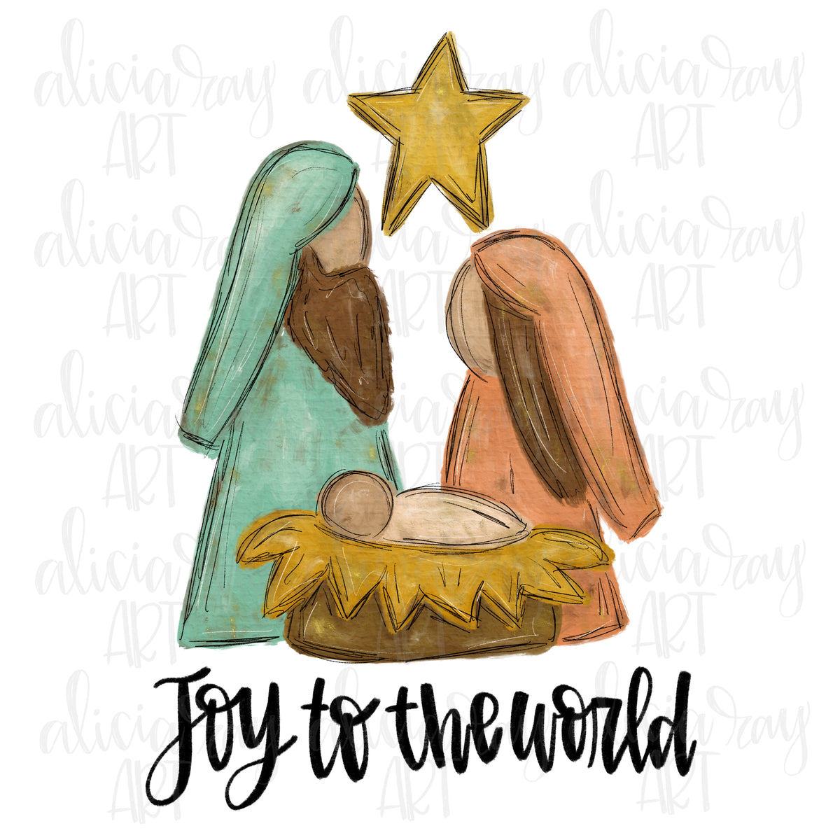 Joy To The World Manger Scene – Alicia Ray Art