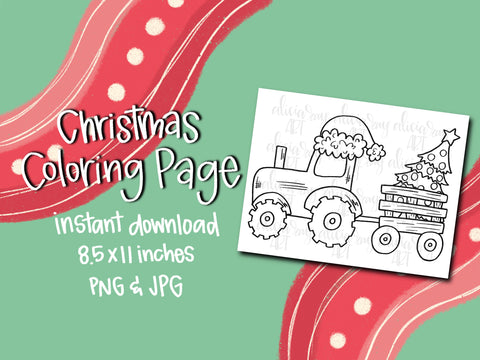 Christmas Tractor Coloring Page