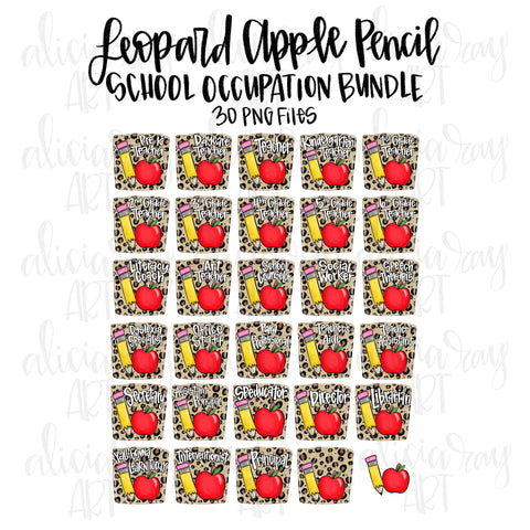 Leopard Apple Pencil School Occupation Bundle
