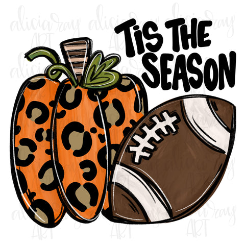 Tis The Season Leopard Pumpkin and Football