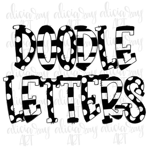 Black Doodle Letters - Upper Case