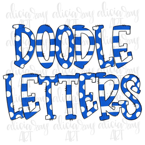 Royal Blue Doodle Letters - Upper Case