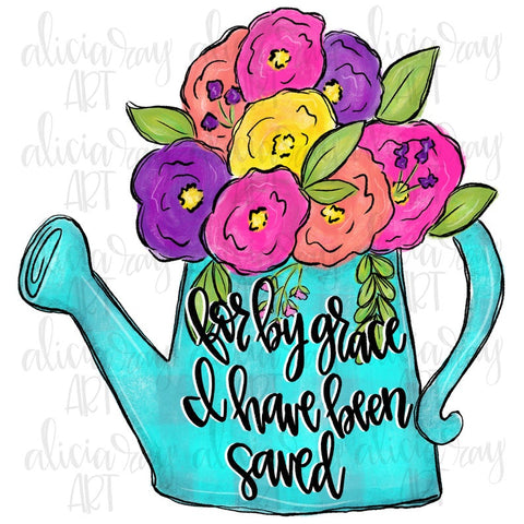 Watering Can With Flowers And Quote