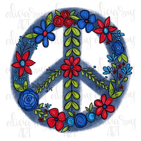 Patriotic Floral Peace Sign