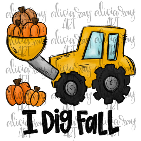 I Dig Fall Pumpkin Tractor