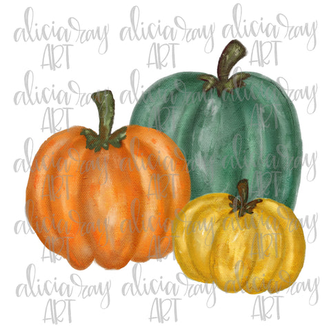 Set of Painted Pumpkins
