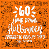 Hand Drawn Halloween Doodles Procreate Stamp Brush Set