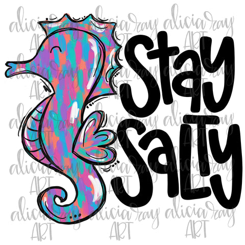 Stay Salty Girl Painted Seahorse