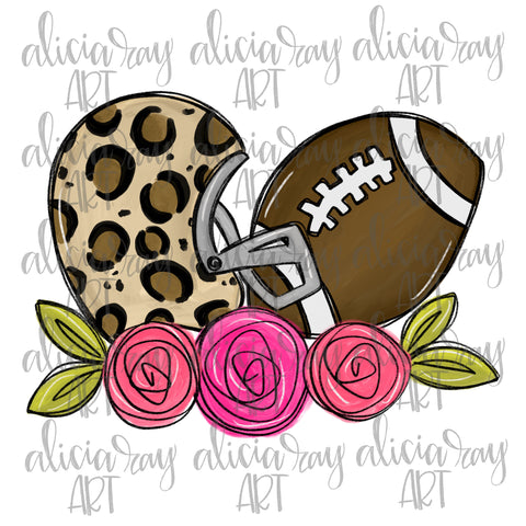 Football and Leopard Helmet With Florals