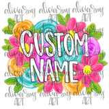 Custom Hand Lettered Name White Lettering