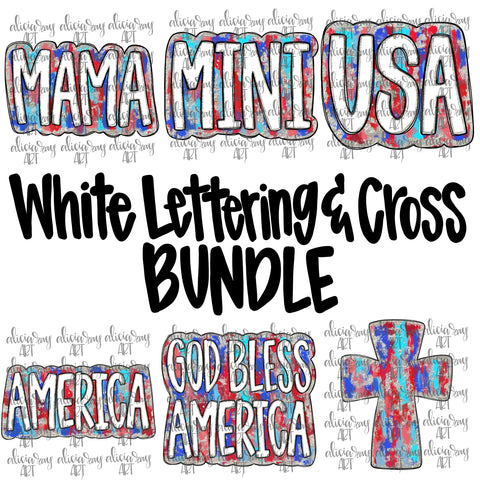 White Lettering + Cross Patriotic Bundle