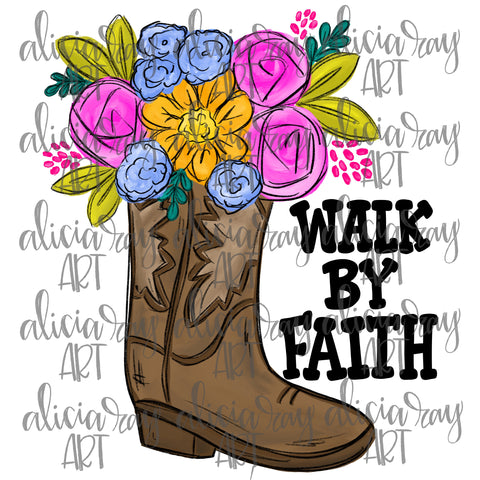 Walk By Faith Floral Cowboy Boot