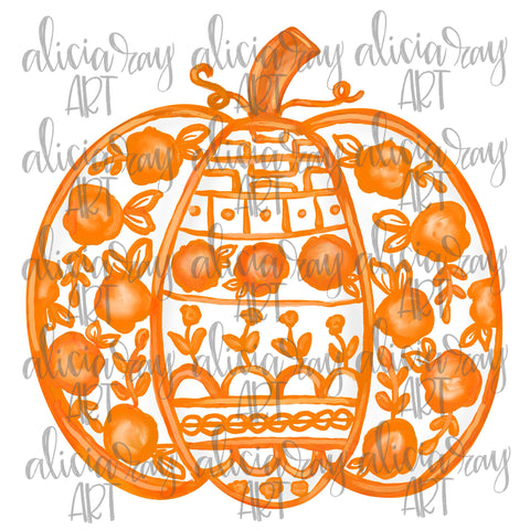 Orange Chinoiserie Pumpkin