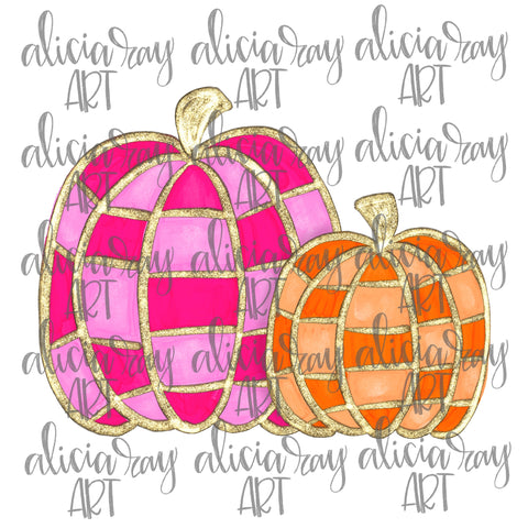 Pink And Orange Checkered Pumpkins