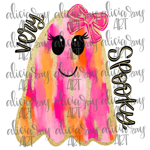 Very Spooky Pink And Orange Ghost