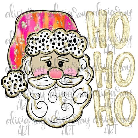 Pink And Orange Preppy Santa Claus Ho Ho Ho