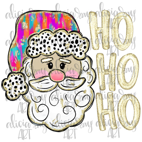 Colorful Preppy Santa Claus Ho Ho Ho