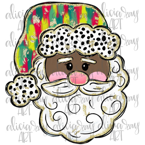 Red And Green Preppy Dark Skin Santa Claus