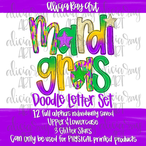 Mardi Gras Doodle Letters Alpha Set