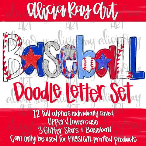 Baseball Doodle Letters Alpha Set