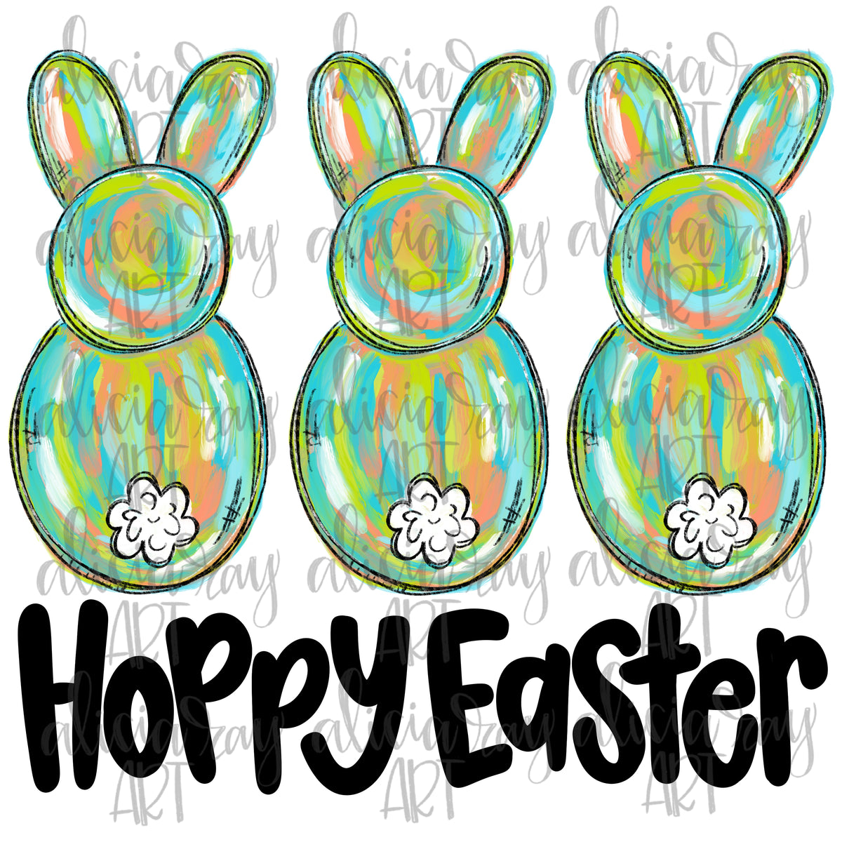 Painted Easter Bunny Trio Hoppy Easter Boy – Alicia Ray Art