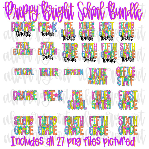 Preppy Bright School Teacher Bundle