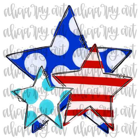 Patriotic Doodle Stars