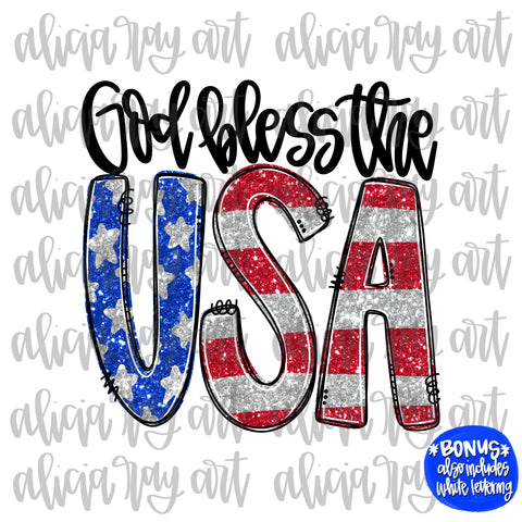 God Bless The USA Glitter