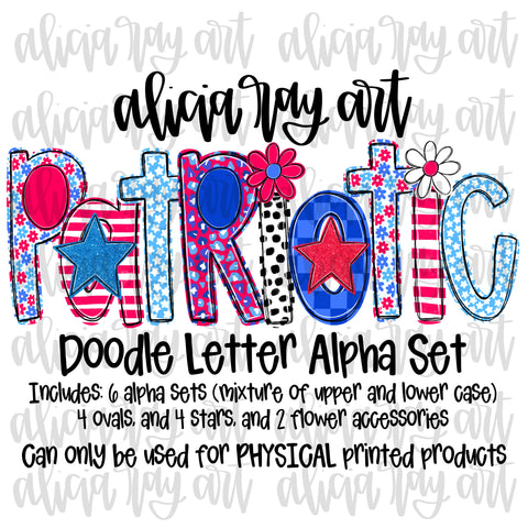 Patriotic Doodle Letters Alpha Set