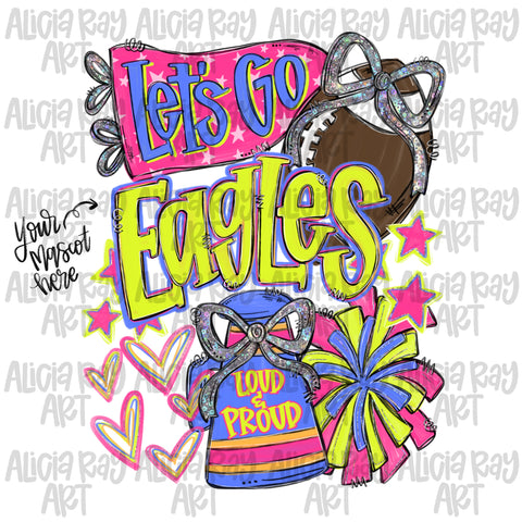 Neon Preppy Football Collage Custom