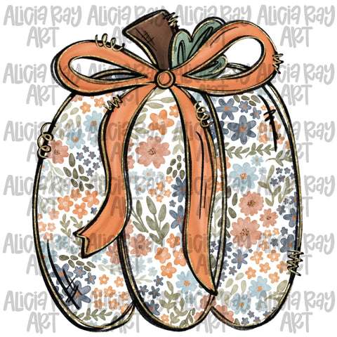 Watercolor Floral Pumpkin