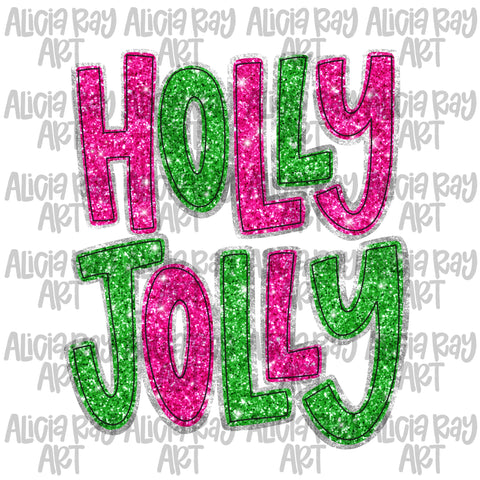 Holly Jolly Pink and Green Glitter