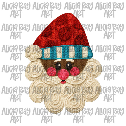 Faux Yarn Christmas Dark Skin Santa Claus