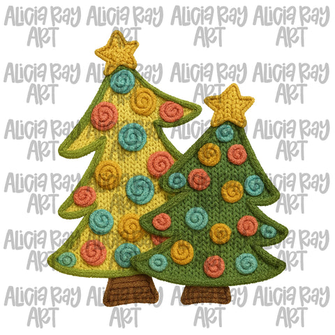 Faux Yarn Christmas Trees