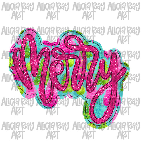 Merry Faux Applique Pink and Green