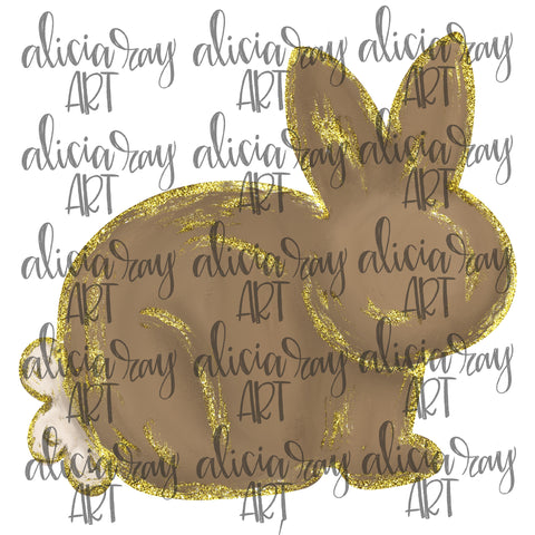 Brown Bunny with Gold Foil