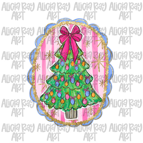 Preppy Christmas Tree With Background