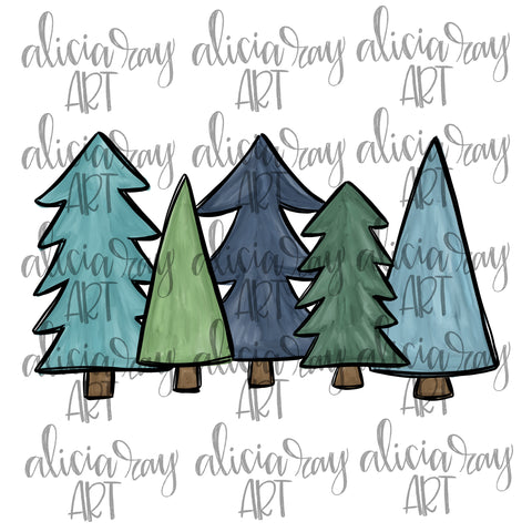 Blue Christmas Trees