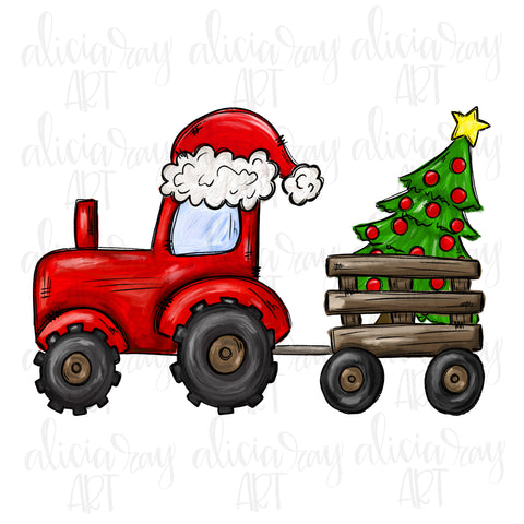 Red Christmas Tractor