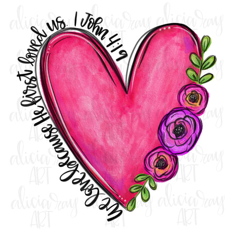 Watercolor Valentine Heart With Bible Verse