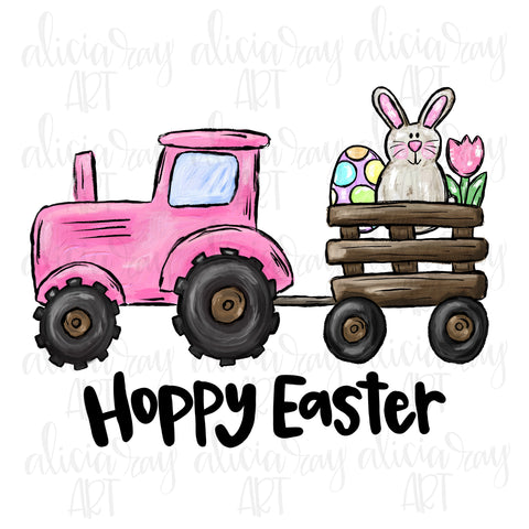 Pink Hoppy Easter Tractor