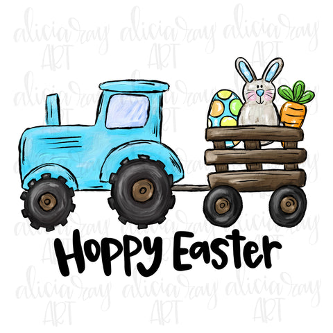 Blue Hoppy Easter Tractor