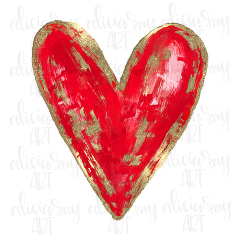 Gold Foil Painted Red Heart
