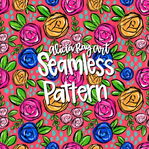 Painted Floral Seamless Pattern