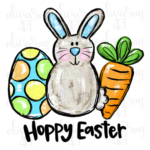 Hoppy Easter Bunny Egg and Carrot