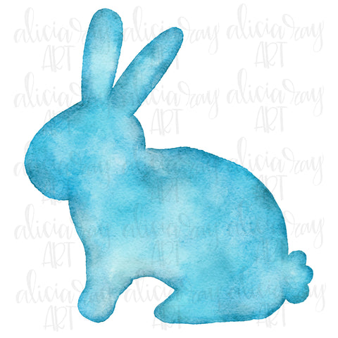 Blue Watercolor Bunny