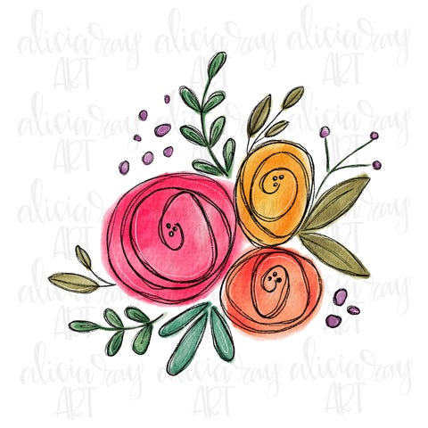 Watercolor Floral Bundle